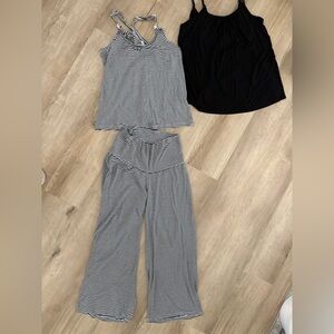 Old Navy Black & White Striped Ribbed Tank